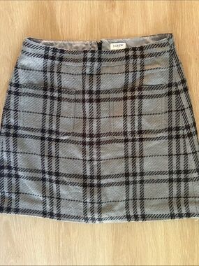 J. Crew Factory Black and Gray Plaid Mini Skirt